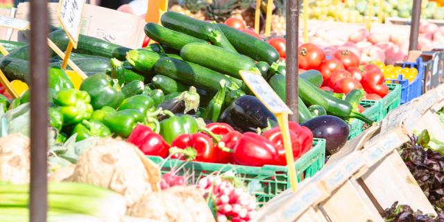 Produits du terroir sur un marché