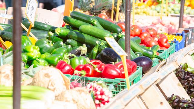 Produits du terroir sur un marché