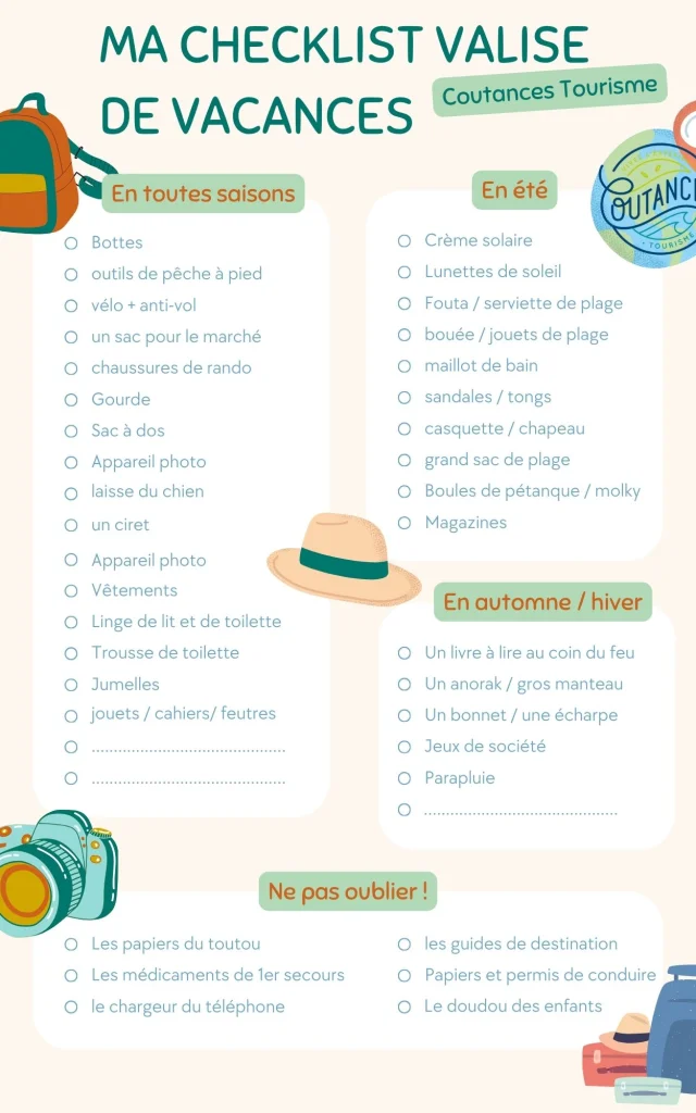 Check list valise Coutances Tourisme